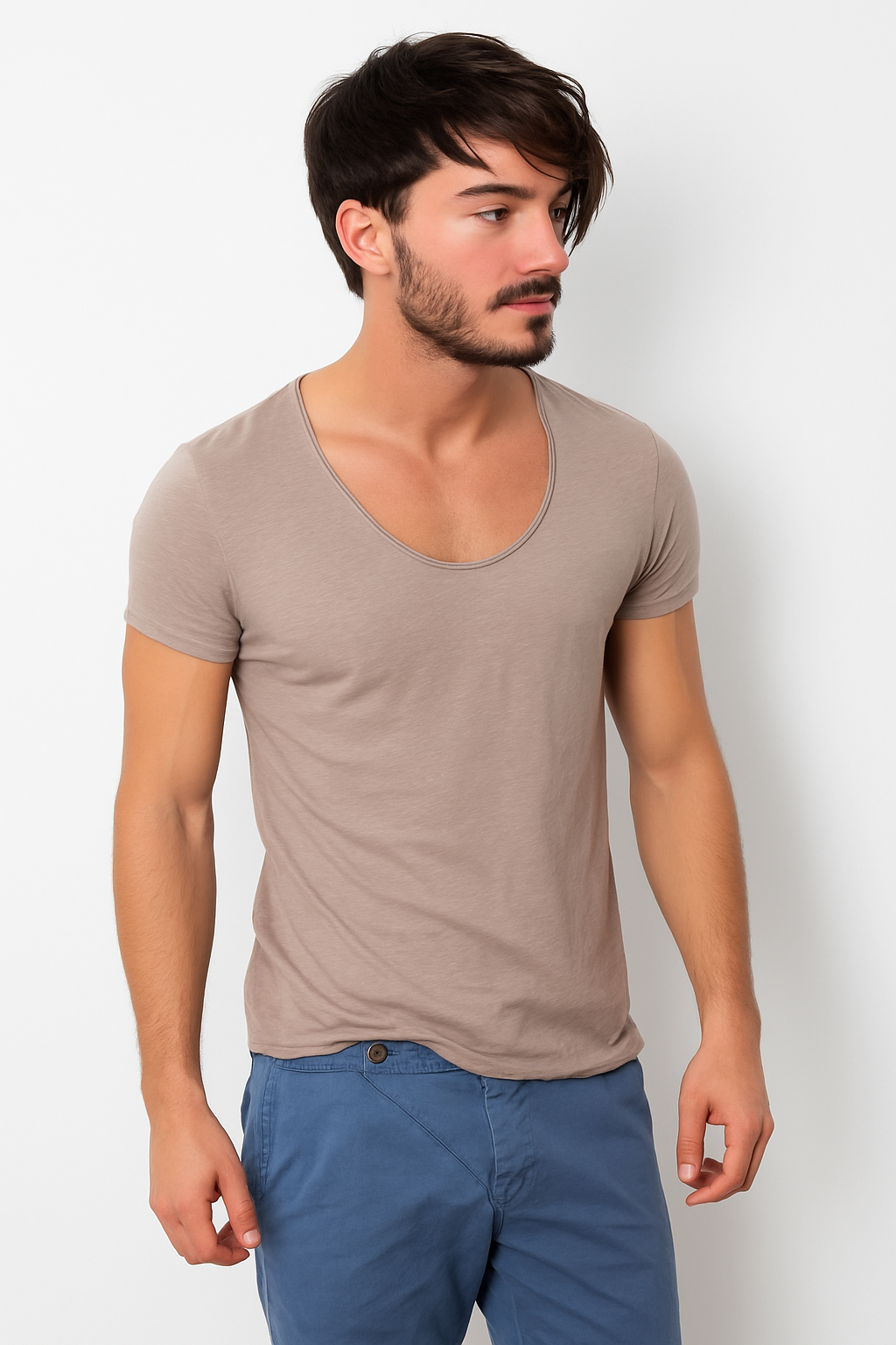 IMPERIAL MÄNNER T-SHIRT MIT TIEFEM RUNDHALS-AUSSCHNITT T255 FANGO