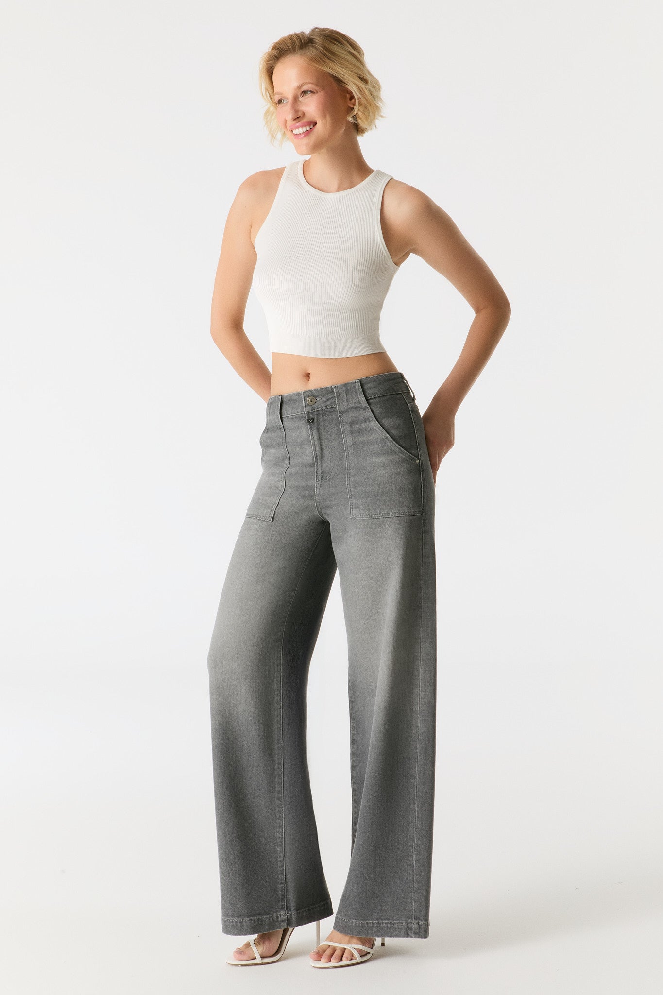 C.O.J LULU WIDE LEG JEANS grey vintage