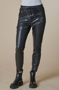 ZHRILL WOMEN PANTS FABIA V LEATHER JET BLACK