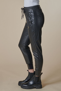 ZHRILL WOMEN PANTS FABIA V LEATHER JET BLACK